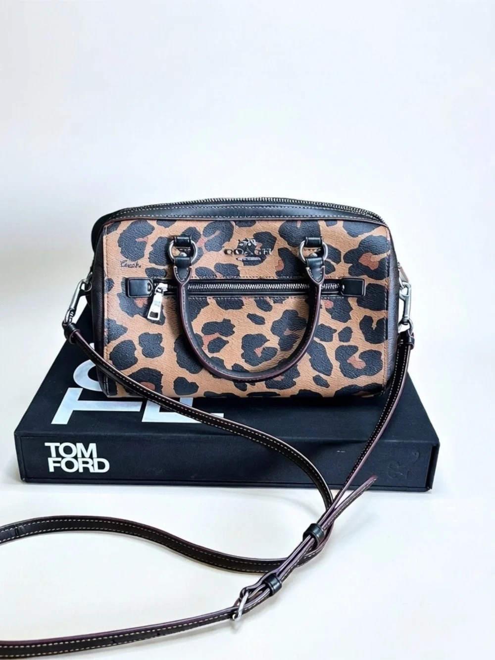 Coach Leopard Print Satchel - Brown & Black